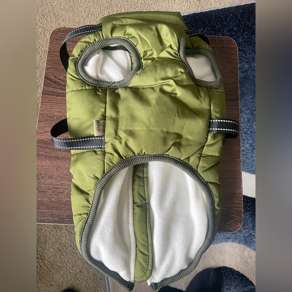 Dog green Waterproof Jacket With Harness - Picture 7 of 8